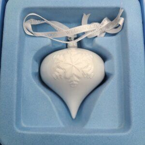 Wedgwood White Porcelain Snowflake Ornament With Ribbon & Box